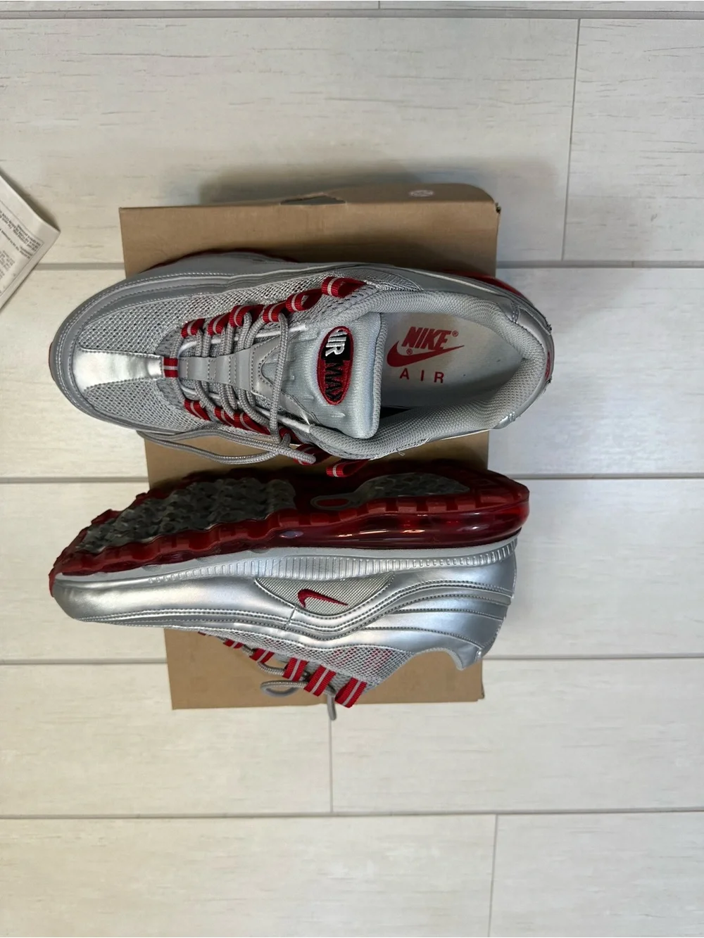 Nike Air Max 24-7 Metallic Silver with Red Accents
